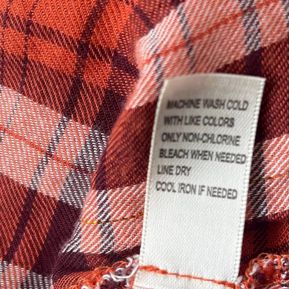Linda Anderson Crochet Back Plaid Womens Shirt Sz S Boho Western Indie Grunge - Picture 13 of 15